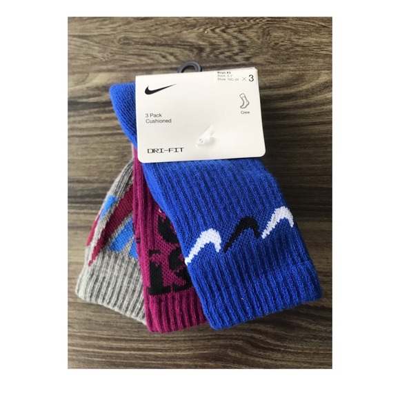NIKE 3 PACK KIDS DRI- FIT CREW SOCKS 10C-3Y - Picture 2 of 4